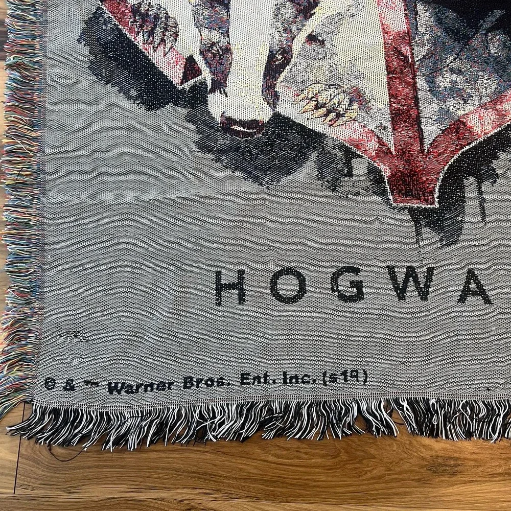 Hogwarts Woven Tapestry Throw Blanket Harry Potter Lion Snake Eagle Fringe